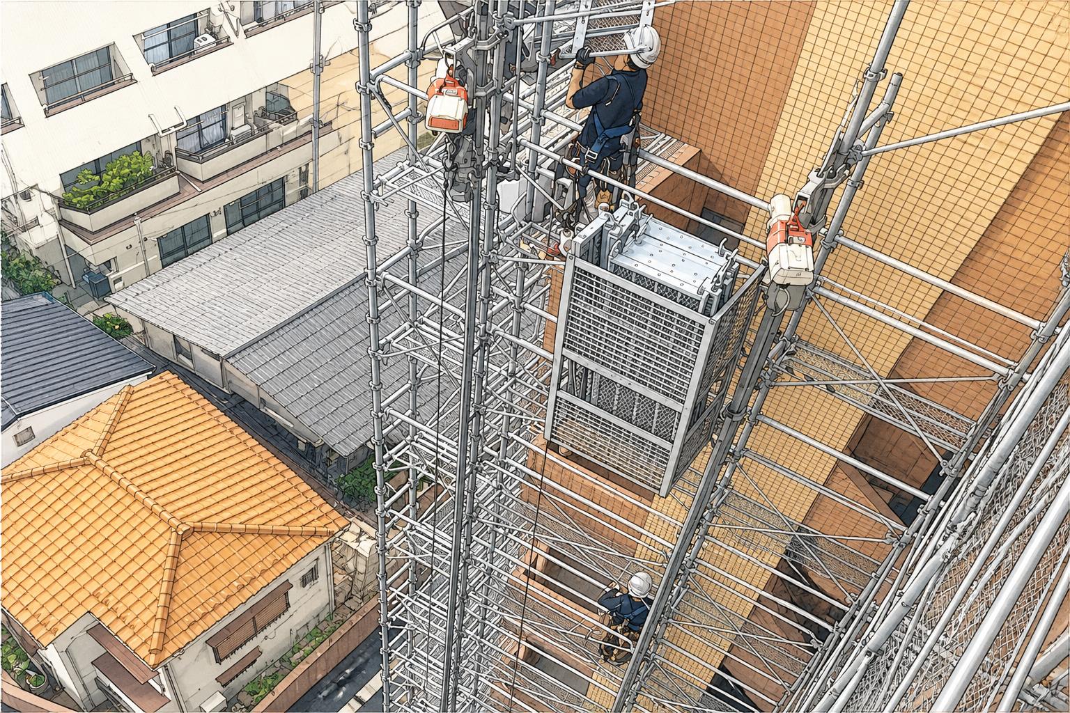 荷揚げ機　昇降機　レンタル　足場　